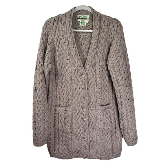 Aran Crafts Sweaters - Aran Crafts Ireland Merino Wool Cardigan Womens Large Long Button Cable Knit